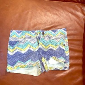 Girls denim print shorts